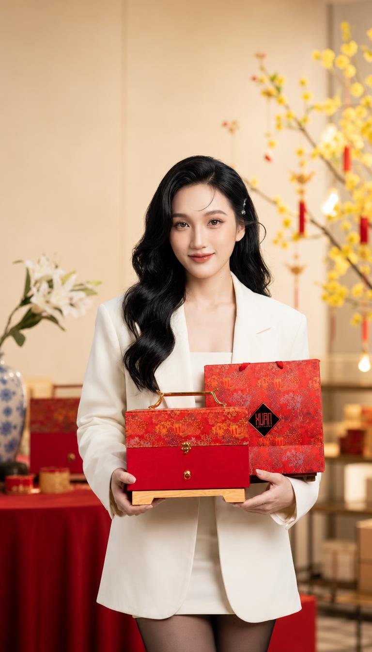 Joie cầm hộp quà Tết cao cấp trong không gian ấm áp